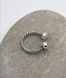 Twisted Ring Pearl Silver Ball Ring