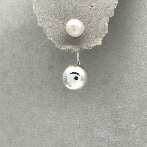 Front Back Small Pearl Big Ball Earrings
