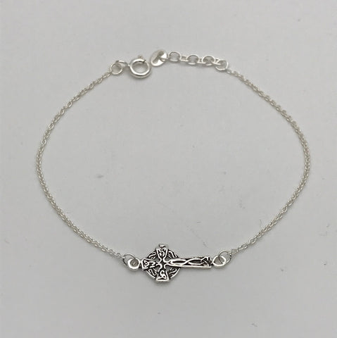 Plain Silver Bracelet with Celtic Symbol