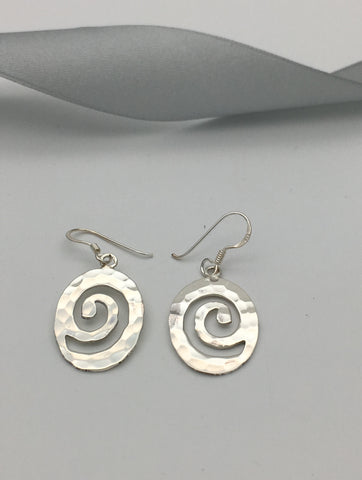Oval Hammered Swirl Earrings