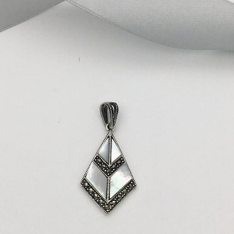 Marcasite Double Chevron With Mother of Pearl Pendant