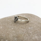 Open Heart Granulated Balls Ring