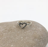Open Heart Granulated Balls Ring