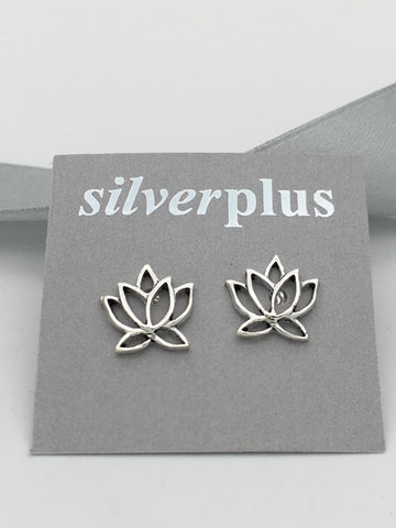 Open Lotus Flower Stud Earrings