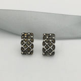 Sterling Silver Marcasite Rectangular Stud Earrings