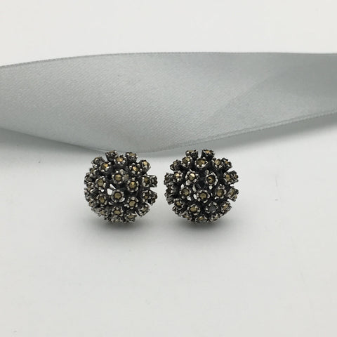 Marcasite and Silver Cluster Stud Earrings