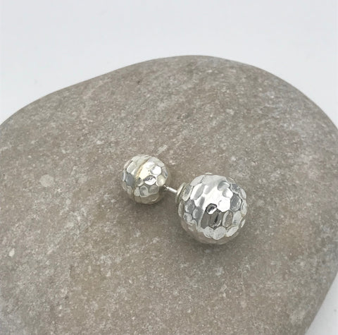 Hammered Front Back Stud Earrings