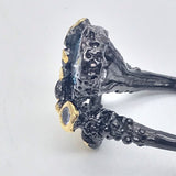 Blue Topaz and tanzanite black rhodium gold ring