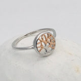 Tree of Life Rose Gold and Silver Ring