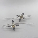 3D flower drop flower 4/8 petal gold stamen Earrings
