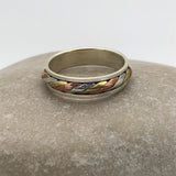 Edged Spinner Silver Gold Ring