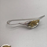 3D flower drop flower 4 gold stamen earrings