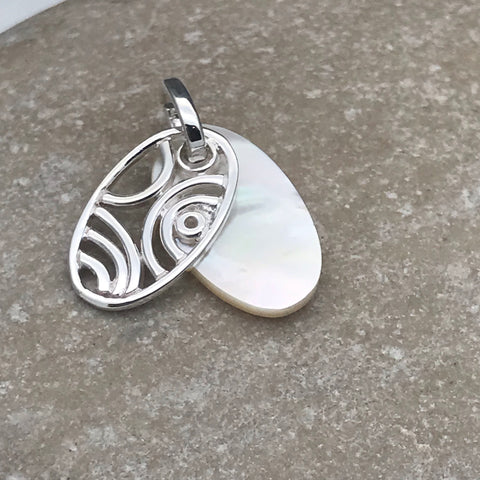 Mother of Pearl Silver Double Drop Pendant