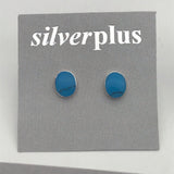 Oval Inlaid Stone Stud Earrings