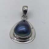 Sterling Silver Mabe Peacock Teardrop Pearl Pendant