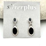 Two Dangle Black Oval Earrings