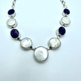 Coin Pearl Lapis Lazuli Station Necklace