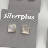 Square Inlaid Stone Stud Earrings