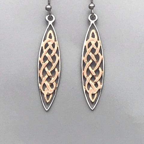 Silver Gold Curved Pointed Drop Earrings