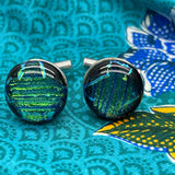 Cufflinks Solid 925 Sterling Silver hand made glass