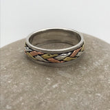 Double Plait Silver Gold Spinner Ring
