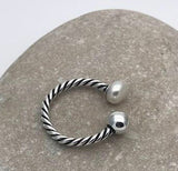 Twisted Ring Pearl Silver Ball Ring