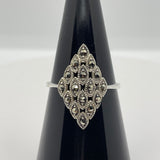 Sterling Silver Diamond Shaped Marcasite Ring