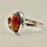 Amber oval silver ring