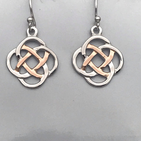 Celtic Silver Gold Knot Earrings