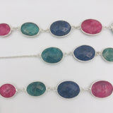 Green Blue Pink Multi-coloured Station Necklace