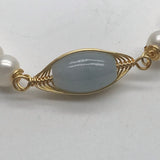 Freshwater Pearl bracelet with gold and green stones