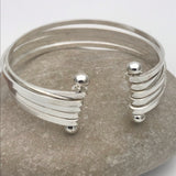 Sterling Silver 5 Band Attached Bar Bracelet