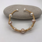 Gold Wired 9 Pearl Bracelet