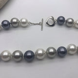 Grey, Silver Natural 12mm Freshwater Pearl Necklace 18”