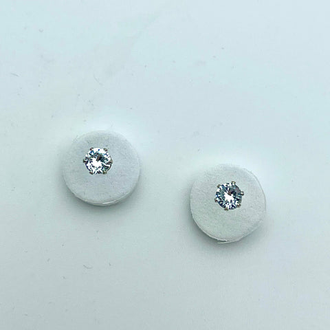 Diamond 4mm Solitaire Silver Earrings