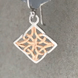 Sterling Silver Tilted Rose Gold Celtic Knot Earrings