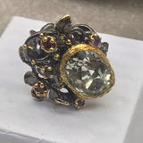 Stunning huge rare Amethyst black rhodium gold ring