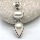 Sterling Silver Mabe Double Pearl Sterling Pendant