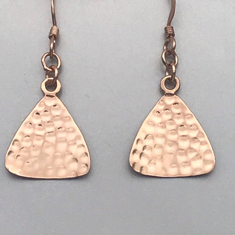 Hammered Rose Gold Triangle Earrings
