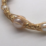 Gold Wired 9 Pearl Bracelet