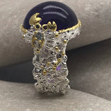 Sterling Silver Gold Vermeil 13ct+ Amethyst and tourmaline white and rose gold ring