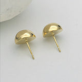 Gold Vermeil Sterling Silver Earrings Large 18Kt Yellow Gold Domed Stud Earrings