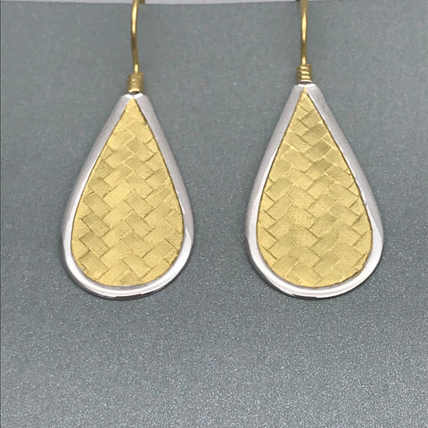 Woven Brushed Gold Teardrop Earrings
