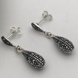 Marcasite All Round Drop Earrings With Top Detail