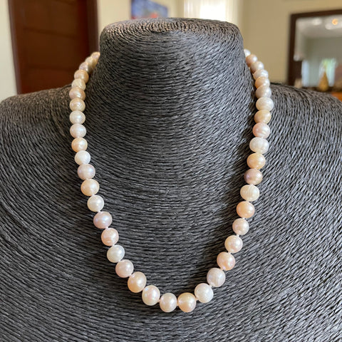 Natural Rice Cultured Pearl Necklace – Multicolor Baroque Pearls, Silver Plated Lobster Clasp – Handmade, Nickel-Free