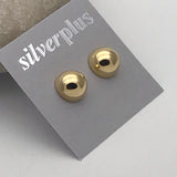 Large Silver Domed Stud Earrings