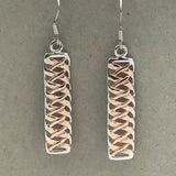 Sterling Silver Rose Gold Vermeil Large Oblong Drop With Double Helix Earrings