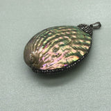Sterling Silver Abalone Black Crystal Pendant