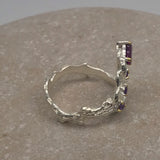 Rhodolite and Amethyst Sterling Silver White and Gold Ring