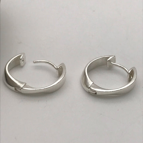 Hammered Curl Hoop Silver Earrings Large 261  Silver Bubble